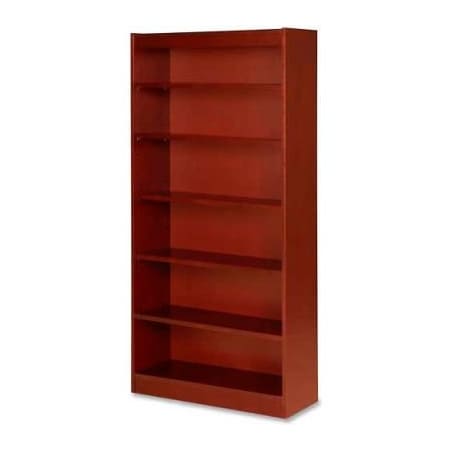 Sp Richards Lorell 6-Shelf Panel End Hardwood Veneer Bookcase, 36"W x 12"D x 72"H, Cherry LLR89054
